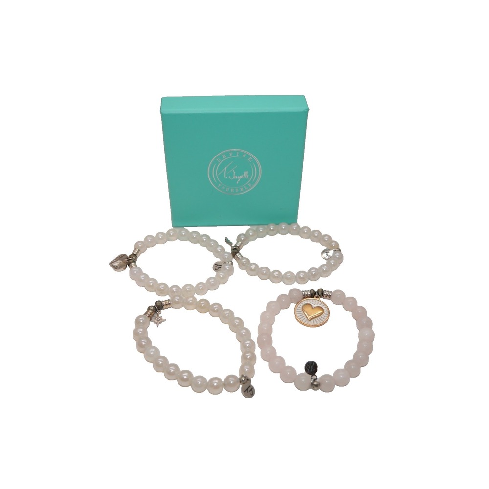 T. Jazelle Moonstone Beaded Bracelet with SS Moon & Star Charm Small/Avg